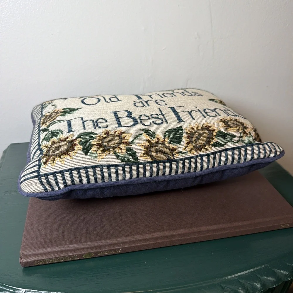 Vintage Country Sunflowers Tapestry Pillow Old Friends Are The Best Friends